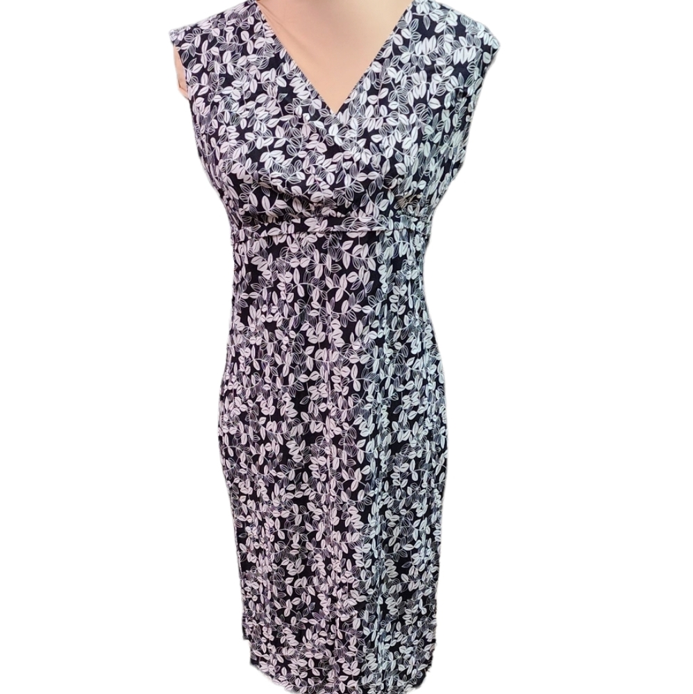 Loft petites women's 40s style darling blue and white print everyday dress